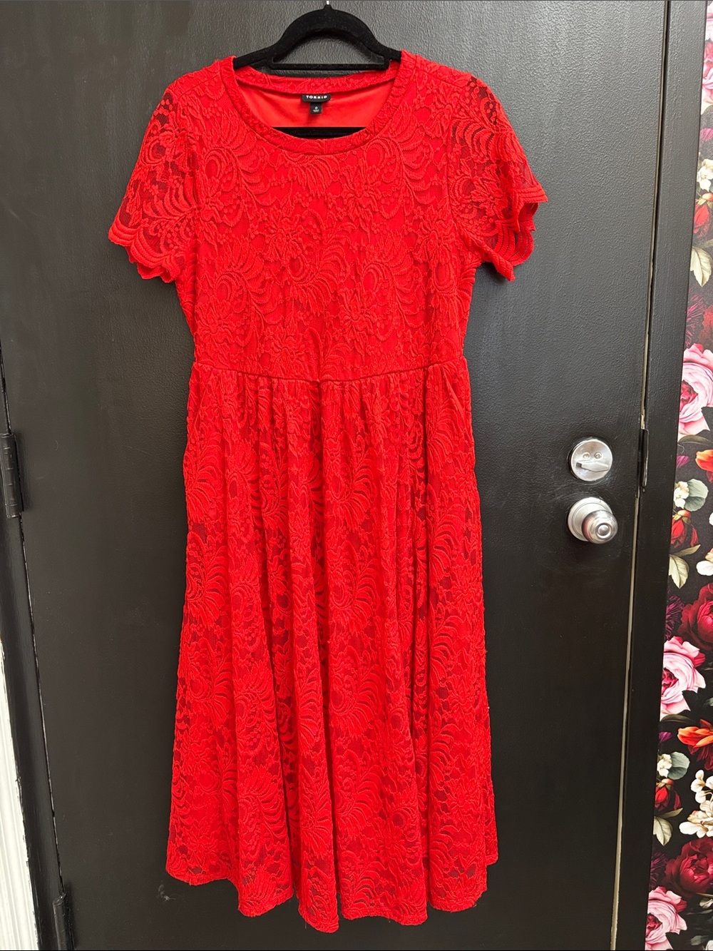 torrid Red Lace Short-Sleeve Midi Dress